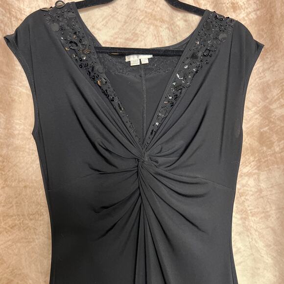 Vintage Y2K London Times Beaded Sequin Twist Top Sheath Dress Black Whimsigoth - Picture 6 of 8